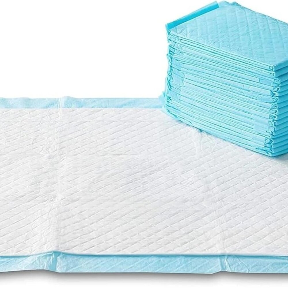 Amazon Basics Pet Training Pee Pads, Regular.  50 Count. 22 x 22" Square, Blue